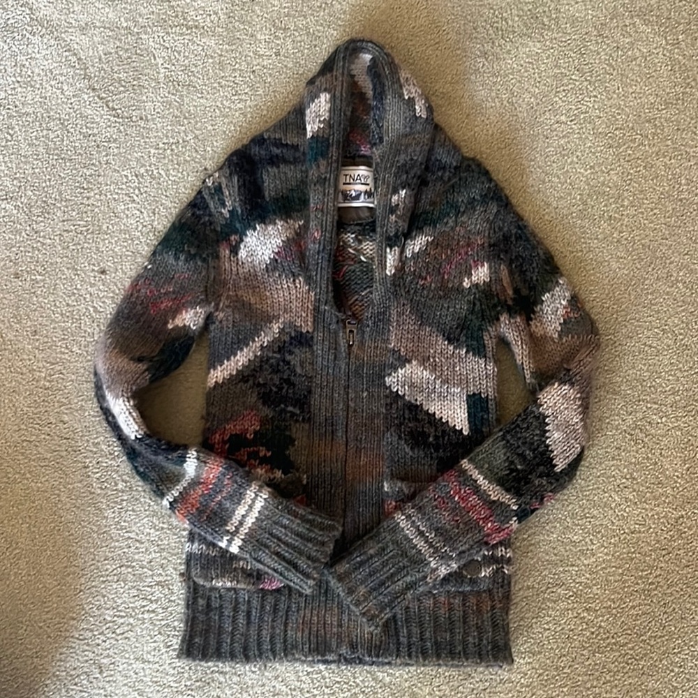 Aritzia TNA green sweater zip up XS